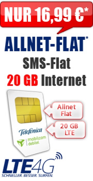 Allnet-Flat + 20 GB 16,99 Aktion